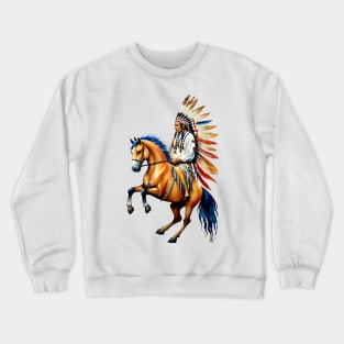 the great chief flying with his horse Crewneck Sweatshirt